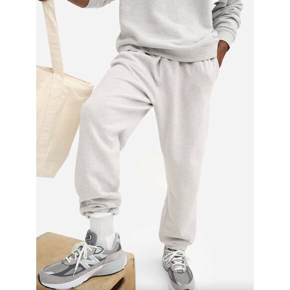 MATE the Label Mens Organic Fleece Relaxed Fit Sweatpant Heather Gray Large FLAW - Picture 3 of 11